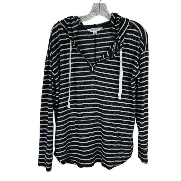 Market & Spruce Womens Striped Hoodie Sweater Size Medium Kalloon Brushed Knit - Picture 2 of 7